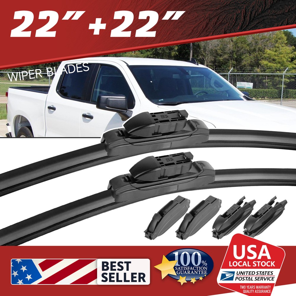 GMC Sierra 1500 2007-2021 22+22 Inch All-Season Front Windshield Wiper Blades