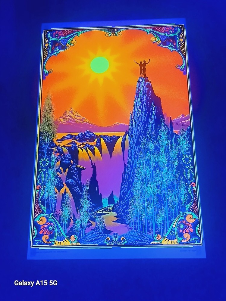 Vintage 1969 Garden of Eden Blacklight Poster 35 x 23⅓ Inches Hippie Art Psychedelic Wall Decor  
