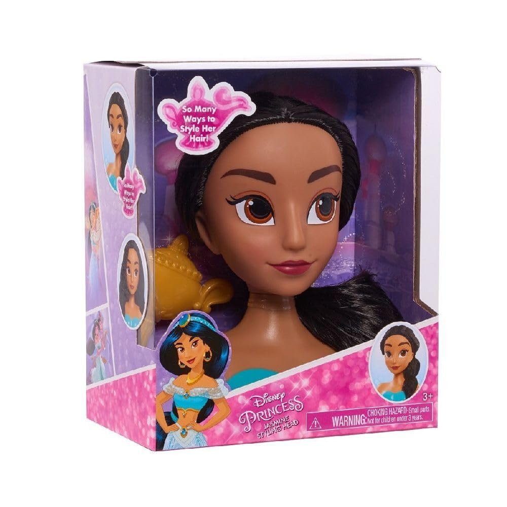 Just Play 2pc Aladdin Girls Mini Styling Head Jasmine Pretend Play Dress Up Set
