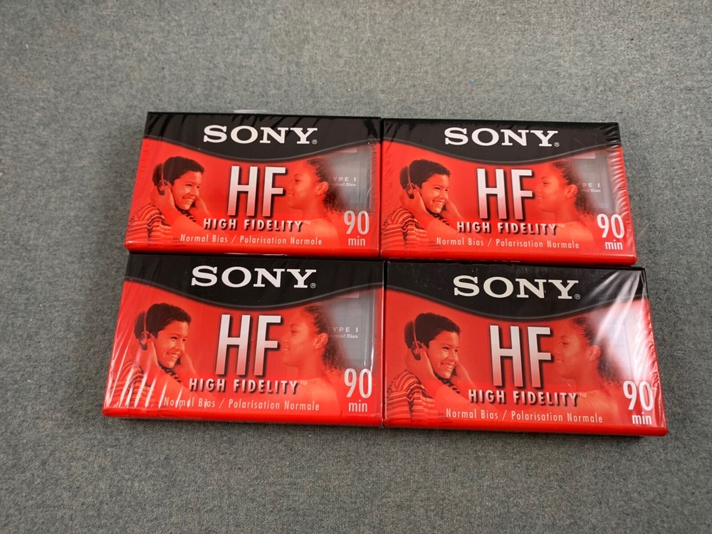 Lot 4 Blank SONY HF High Fidelity Normal Bias Audio Cassette Tapes 90 Minute NIB