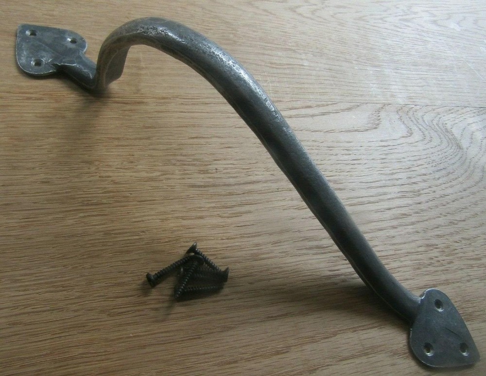 Rustic iron Pull handle hand forged blacksmith old style door handle country