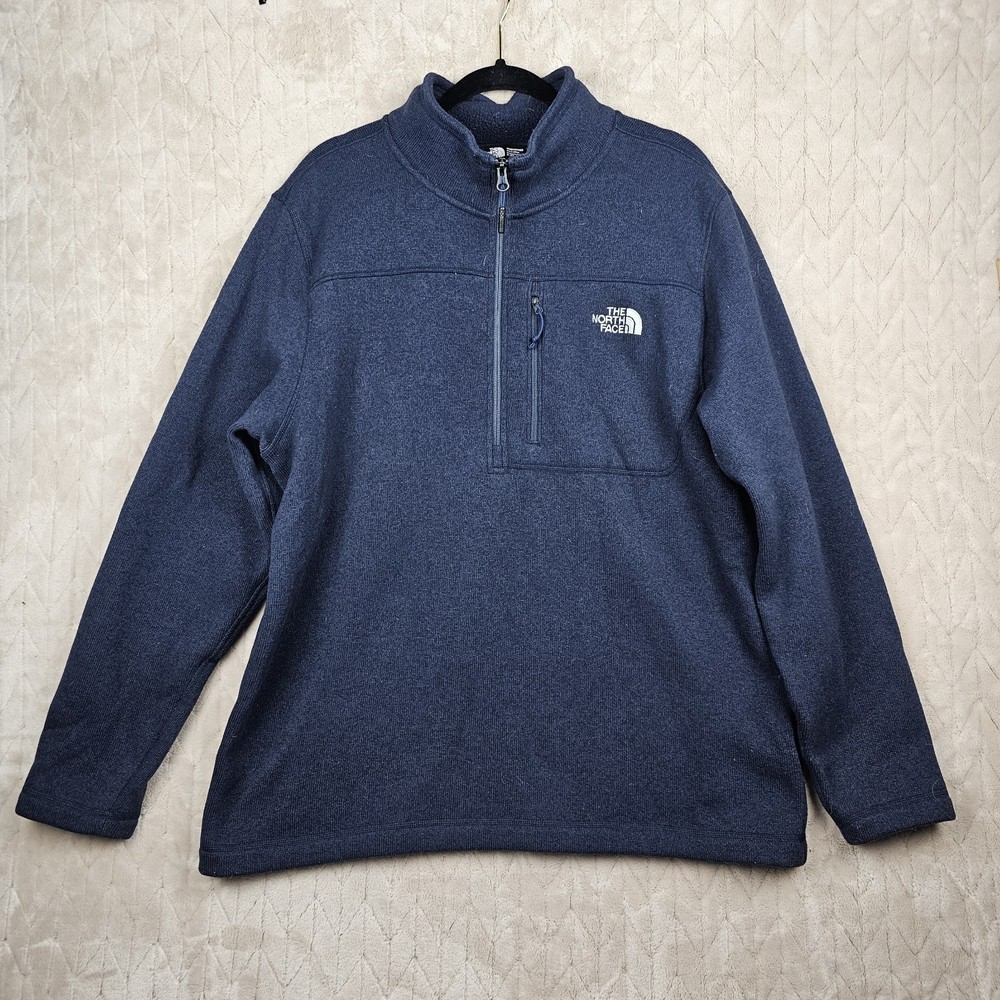 The North Face Mens XL Gordon Lyons 1/4 Zip Fleece Sweater for Hiking Outdoor Blue