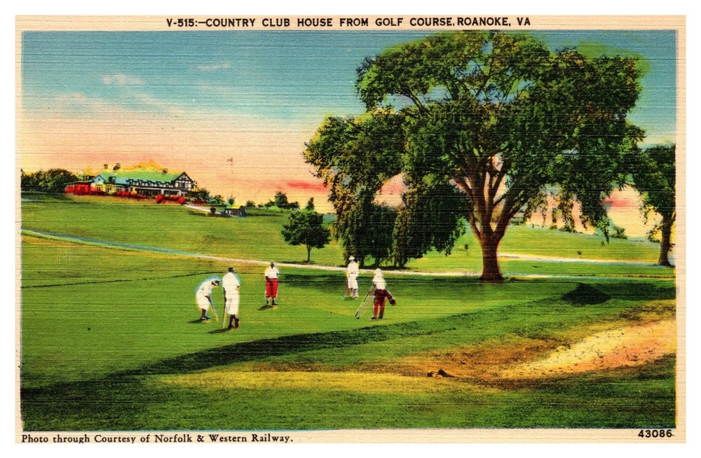 Country Club House From Golf Course Roanoke VA Linen Postcard AH12