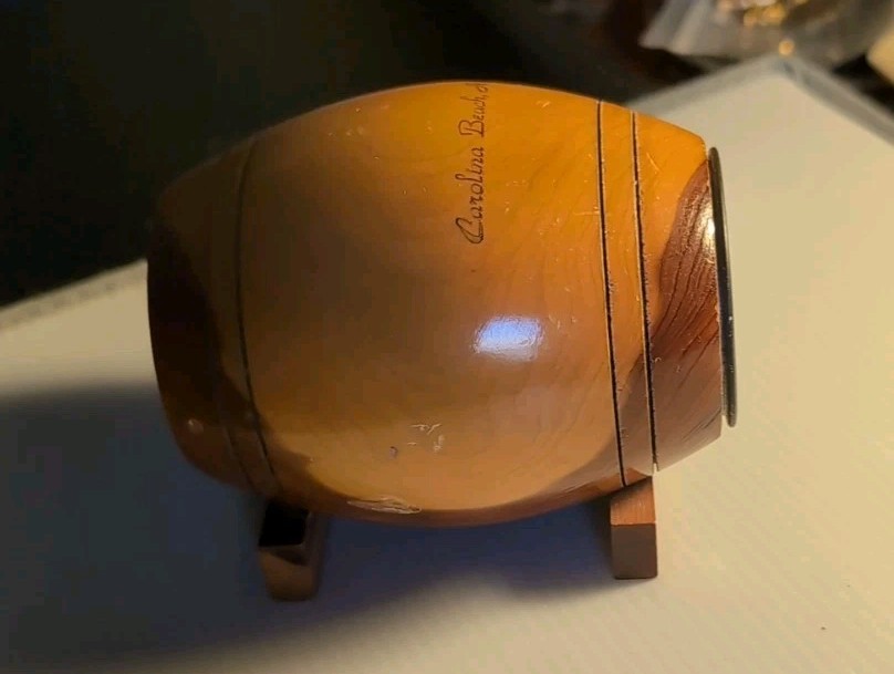 Vintage Handcrafted Wood Barrel Bank Carolina NC Small 3x4 Inch