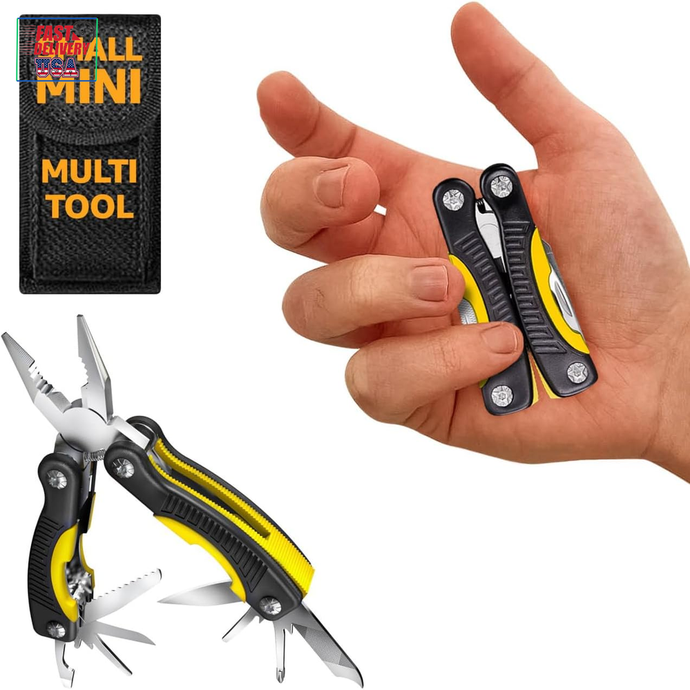 12-in-1 Mini Multitool with Knife, Pliers, and Compact Pocket Design