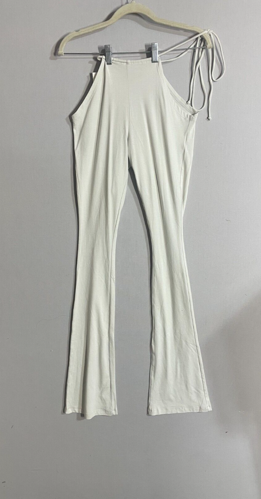 Gergana Ivanova Pants Women XS Gray Bella Cut Out Wrap Tie Flare Modal Stretch