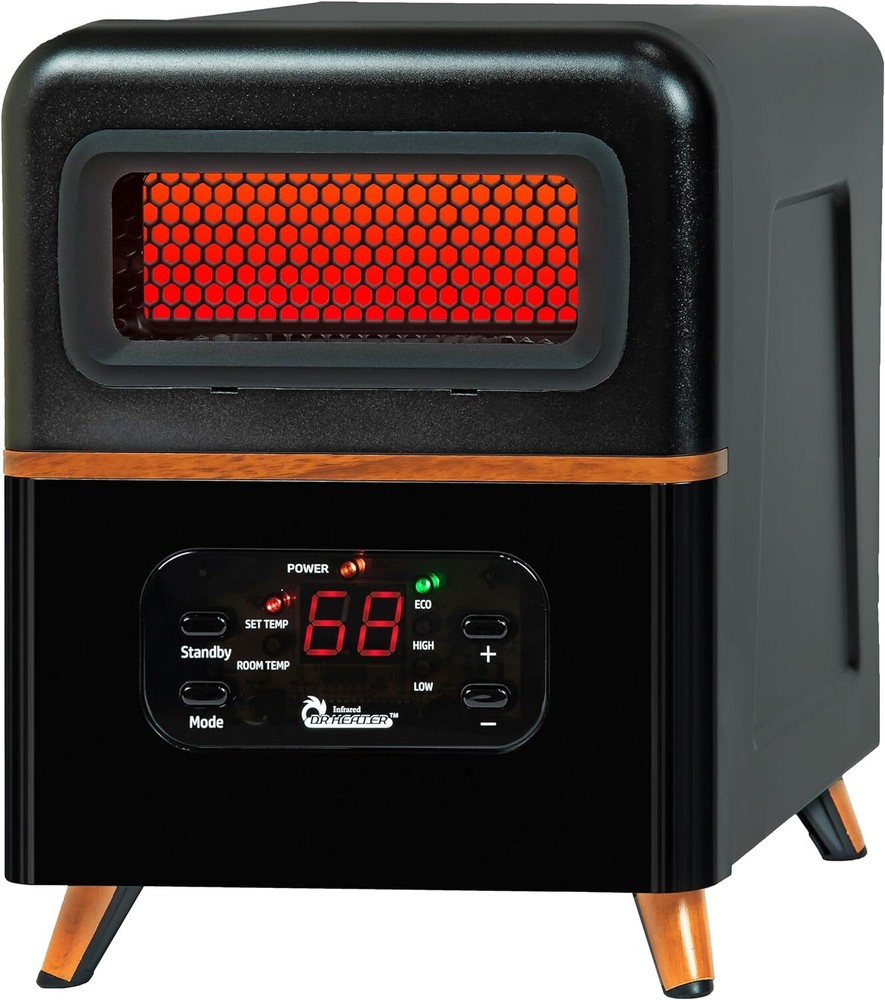 DR-978 New Upgraded Dual Heating Hybrid Portable Infrared Space Heater, Black