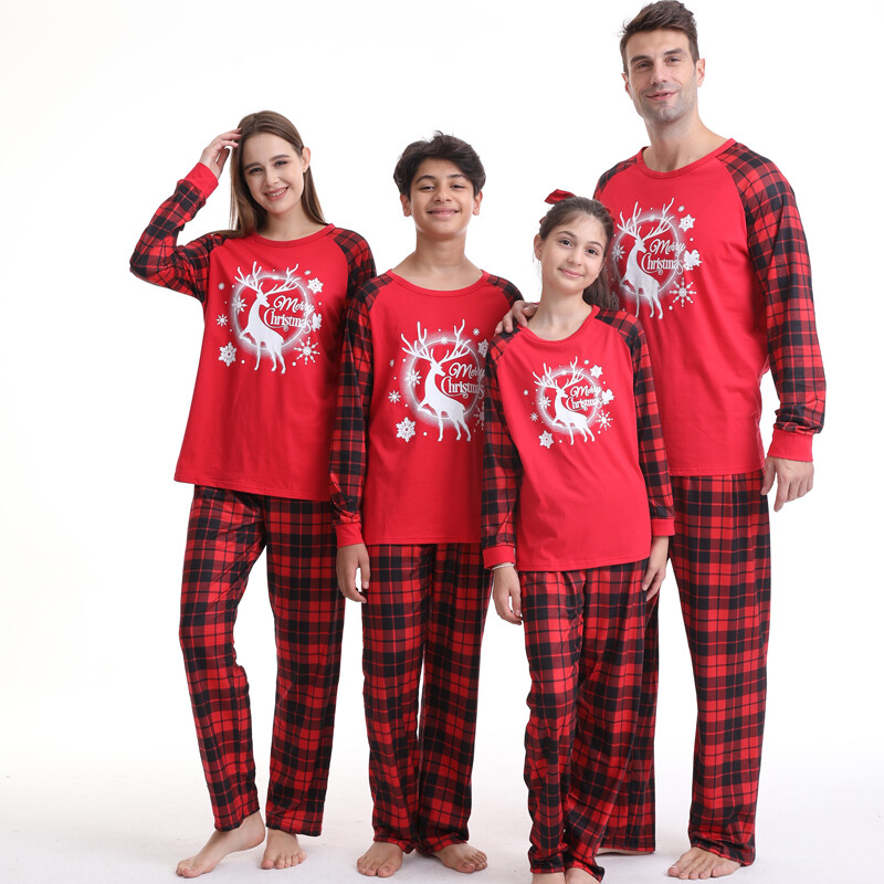 Family Matching Christmas Pajamas Adult Nightwear Xmas Boy PJs Set Kids US Stock