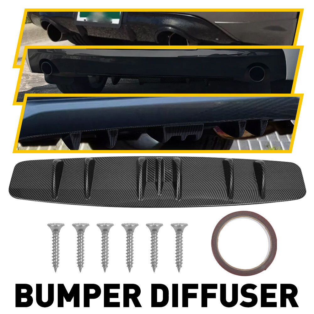 For Acura TLX Black Lower Rear Body Bumper Diffuser Shark Carbon Wing Spoiler