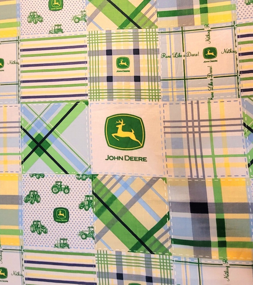 Springs Creative John Deere Madras Plaid Blue Cotton Fabric 31x44