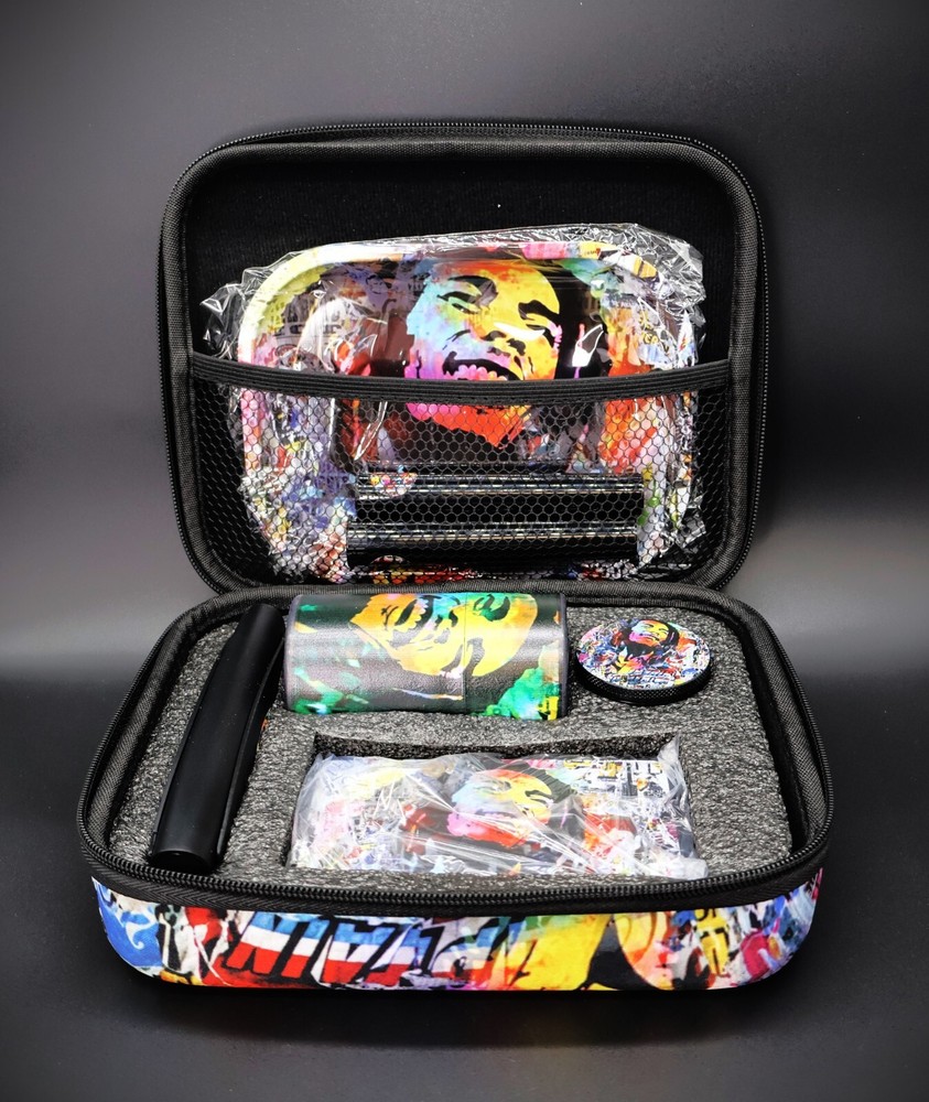 Bob Marley Smoking Kit Herb Kit Aluminum Grinder Rolling Tray Scale Smell Proof