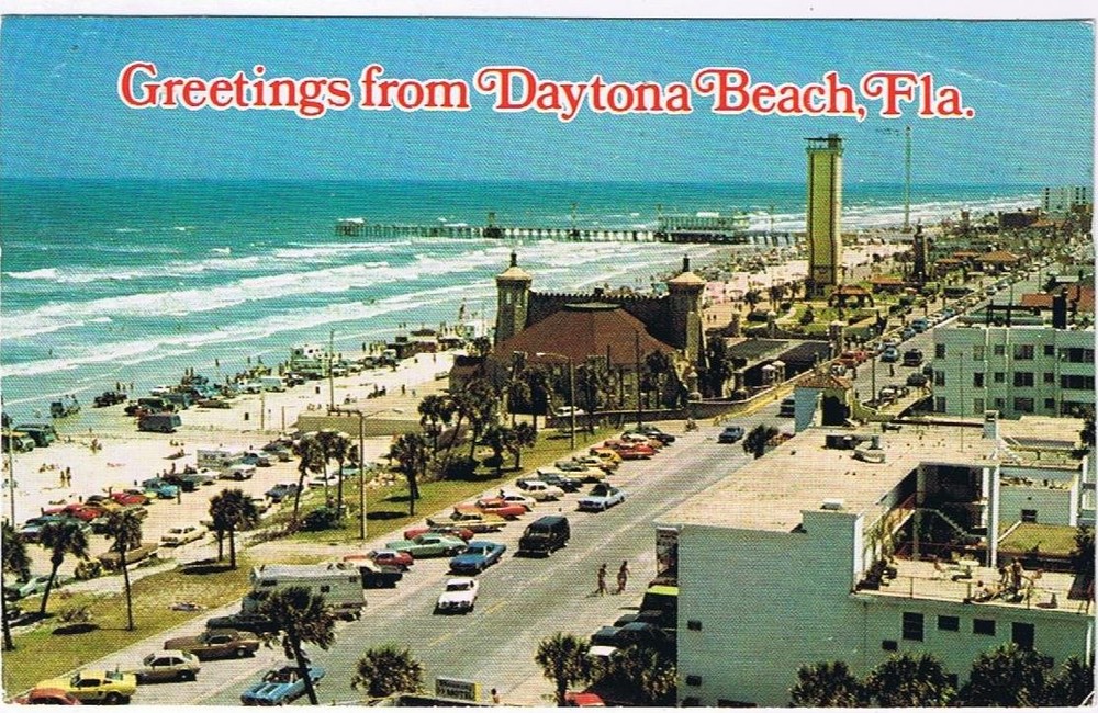 Florida Daytona Beach Postcard Featuring Bandshell Pier and Space Needle Tower