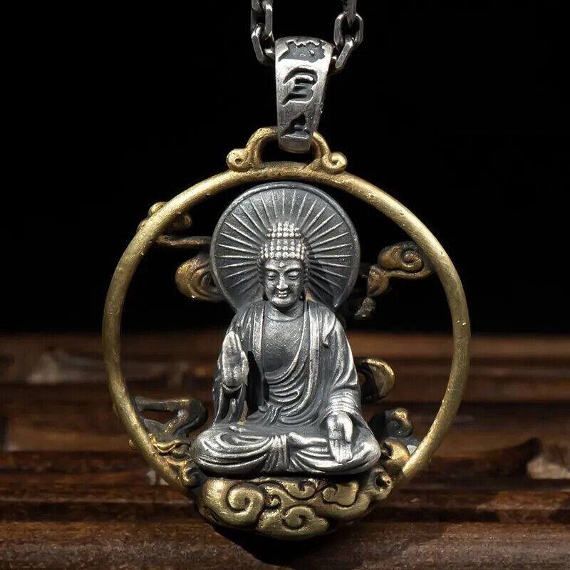 Vintage Exquisite Buddhist Sculpture Buddha Pendant Necklace for Men and Women