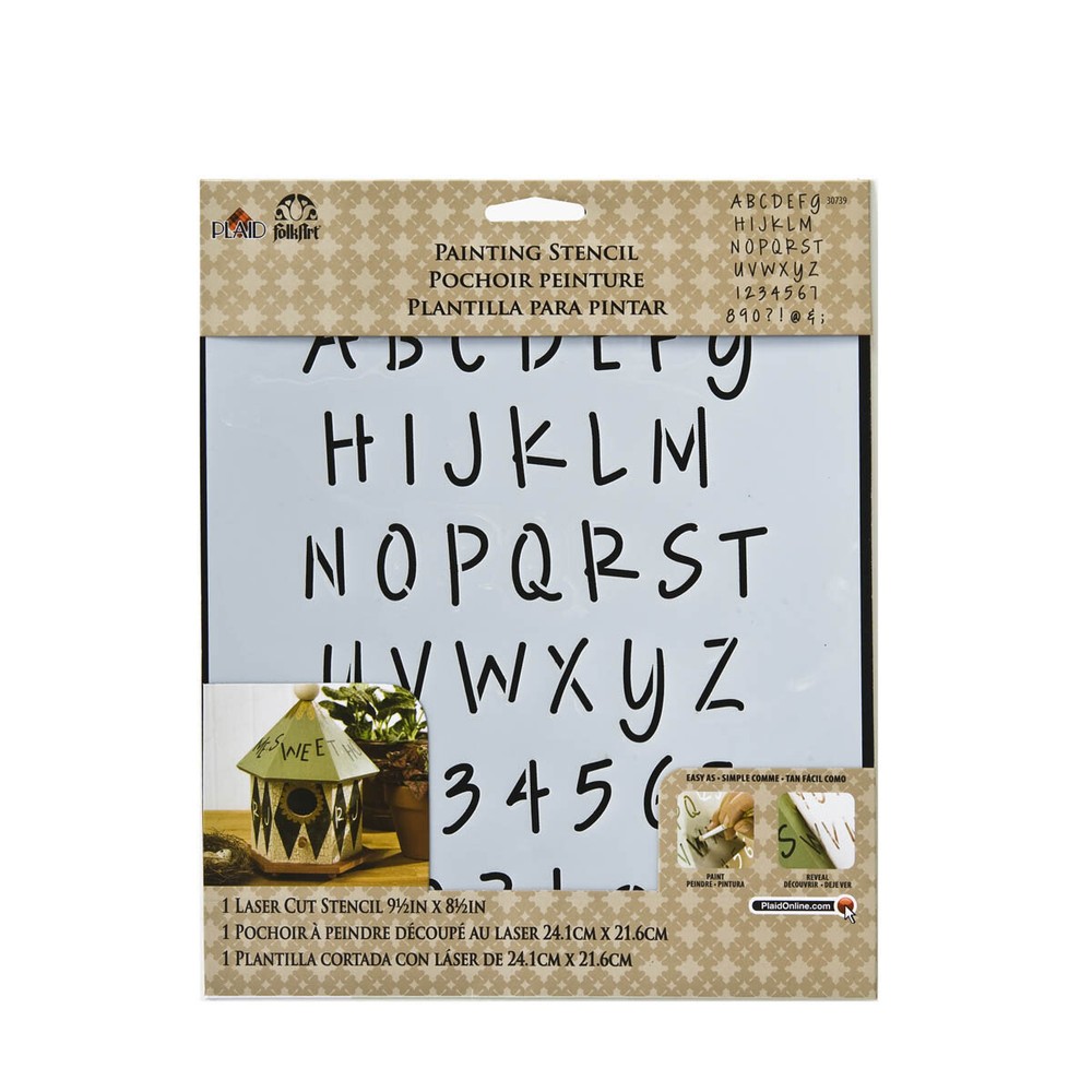 Plaid Folkart Large Alphabet Stencil with Felt Tip Marker Set