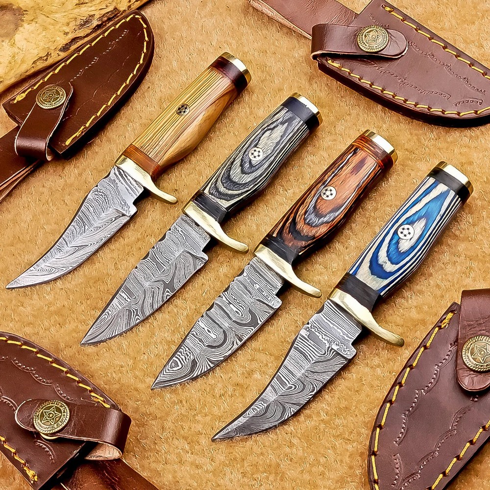 4 Pcs Damascus Blade Skinner Knives Set | 6