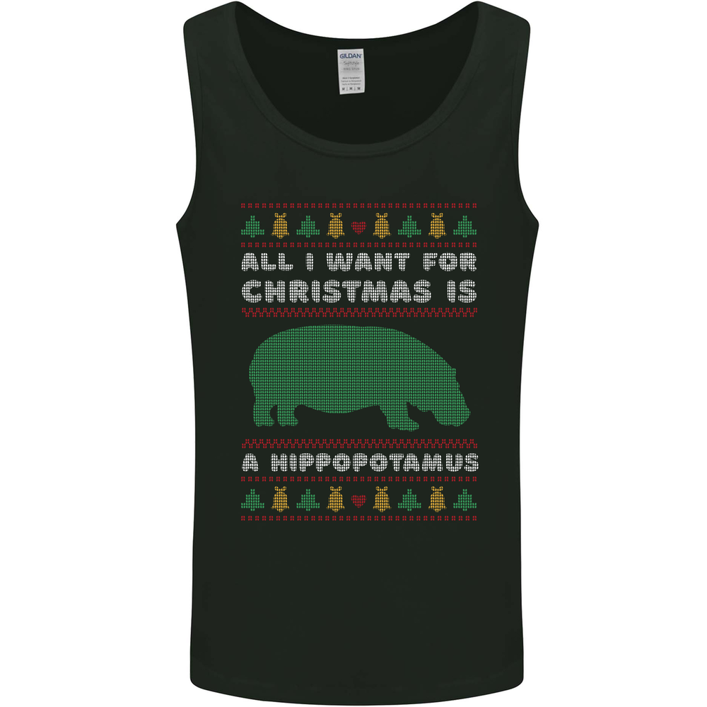 Hippopotamus Hippo Christmas Funny Mens Vest Tank Top