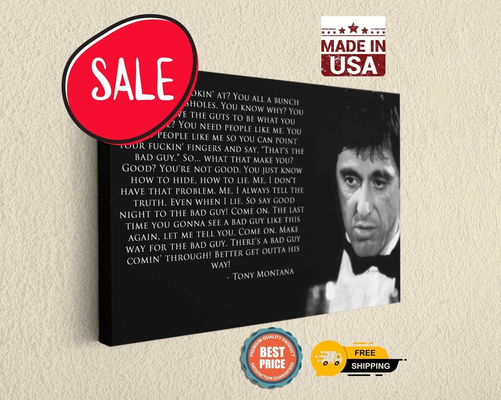 Scarface Tony Montana Al Pacino What Are You Looking At Canvas Print Photography