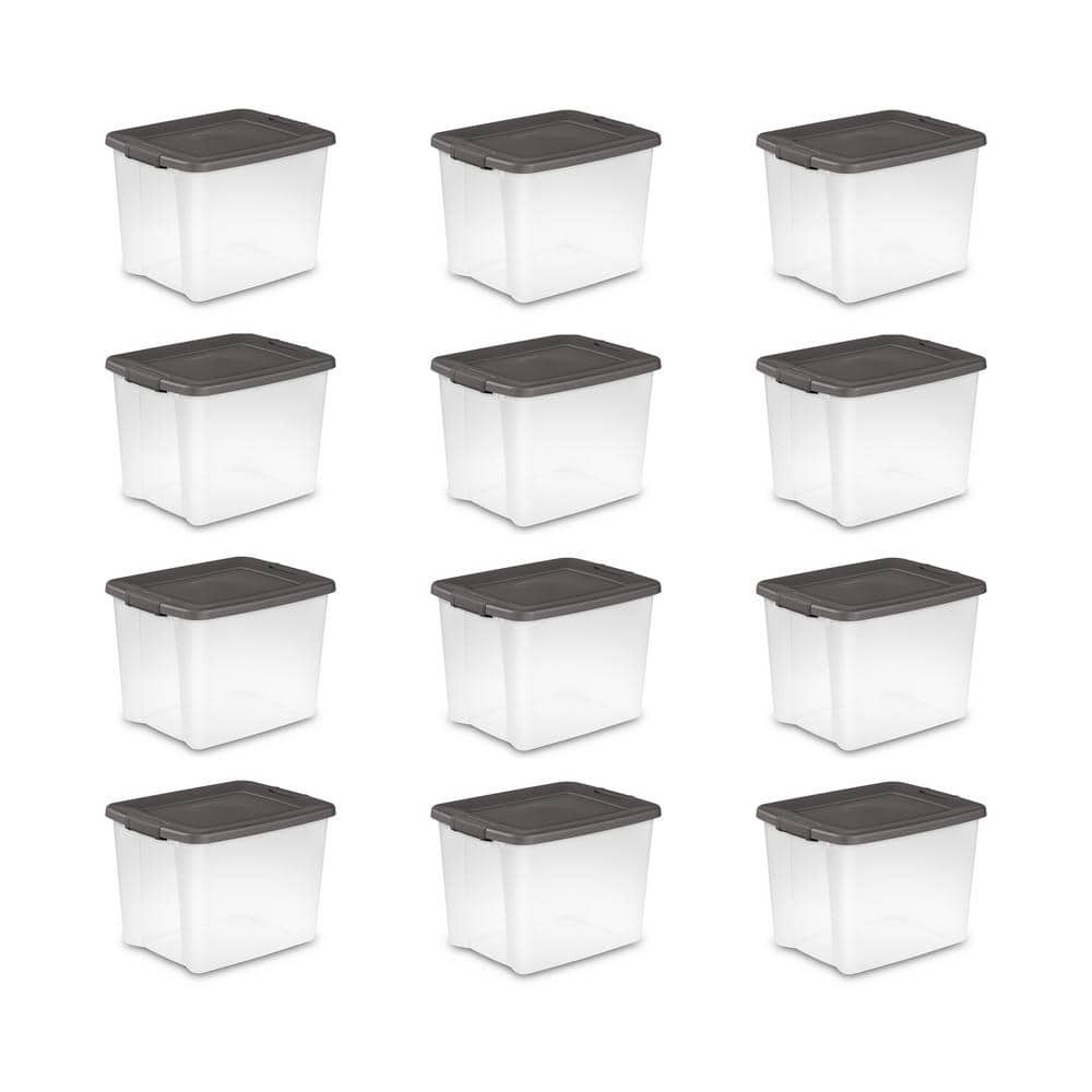 50 Qt. Stackable Latching Shelf tote Storage in Clear(12-Pack)