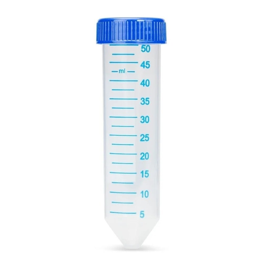 *Case of 500* 50mL Polypropylene Centrifuge Tube, Blue Cap, Printed Graduations