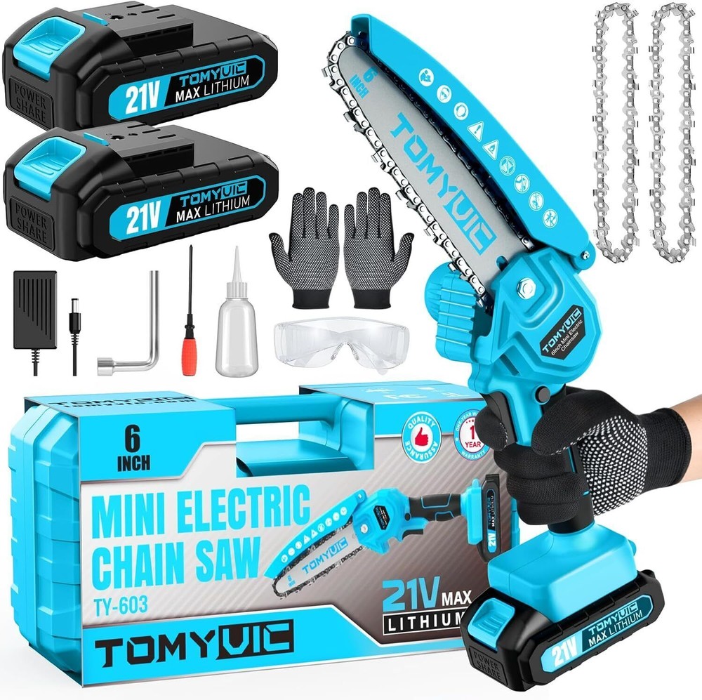 6-Inch Cordless Mini Chainsaw with Rechargeable Battery  