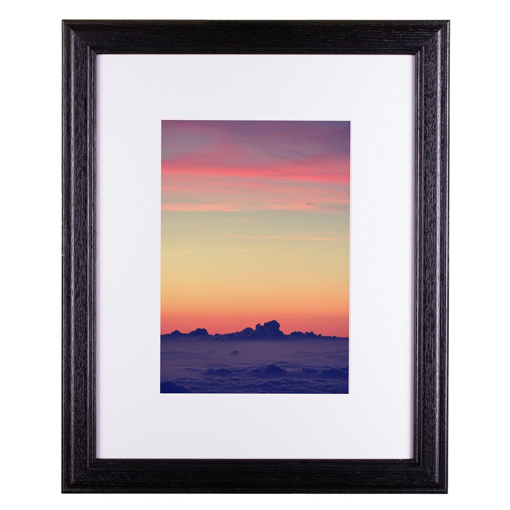 Stylish Frames Wiltshire 236 Black Hardwood Picture Frame with White Mat - Discontinued Design