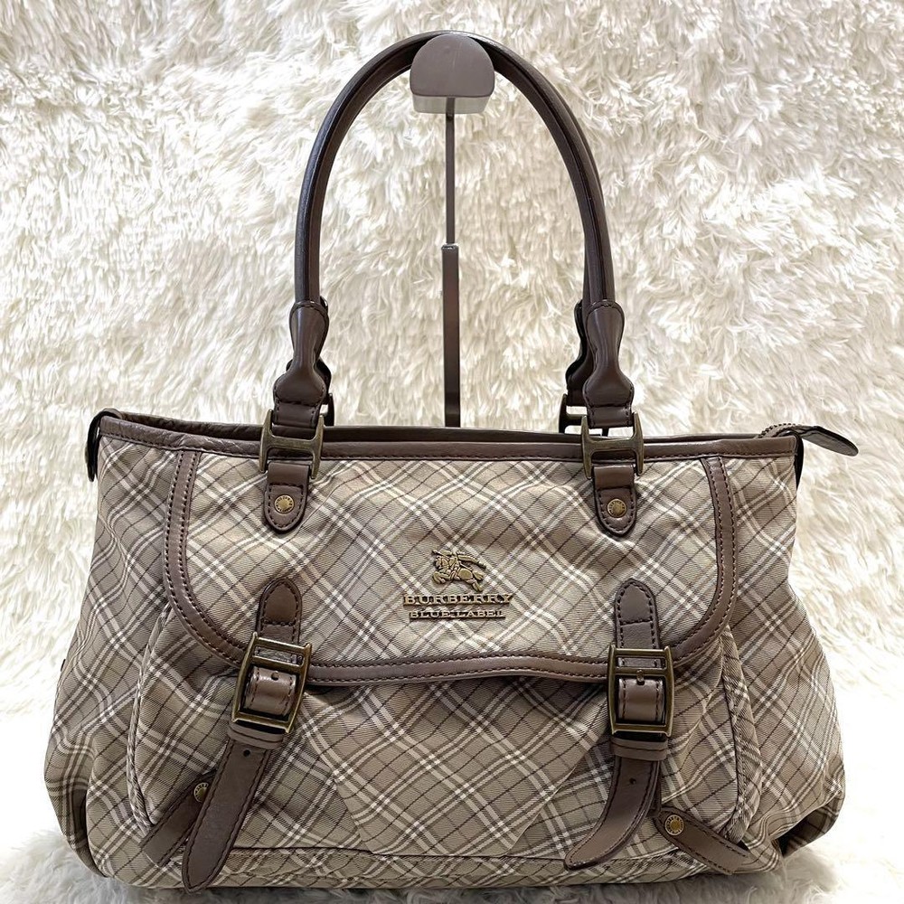 Burberry Nova Check Tote Bag Handbag Shoulder Horse Logo