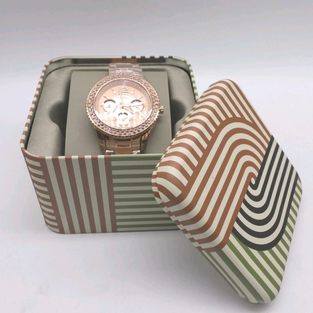 Fossil ES3590 Stella Rose Gold Chronograph Watch for Women Stainless Steel