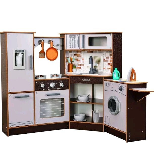 KidKraft Playset Elegant Espresso Wooden Corner Kitchen