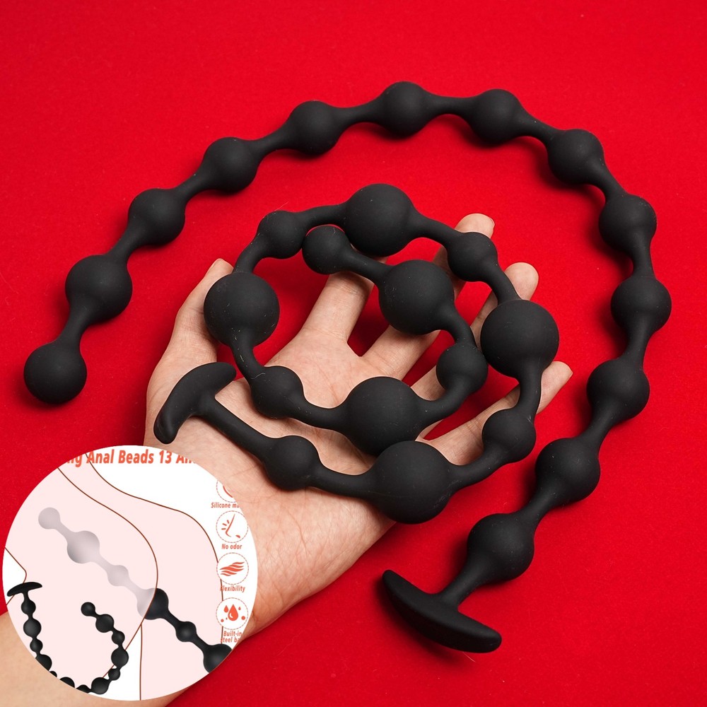 13 Balls Extra-long Anal Butt Plug Massager Prostate Vagina Sex Toys Adults US