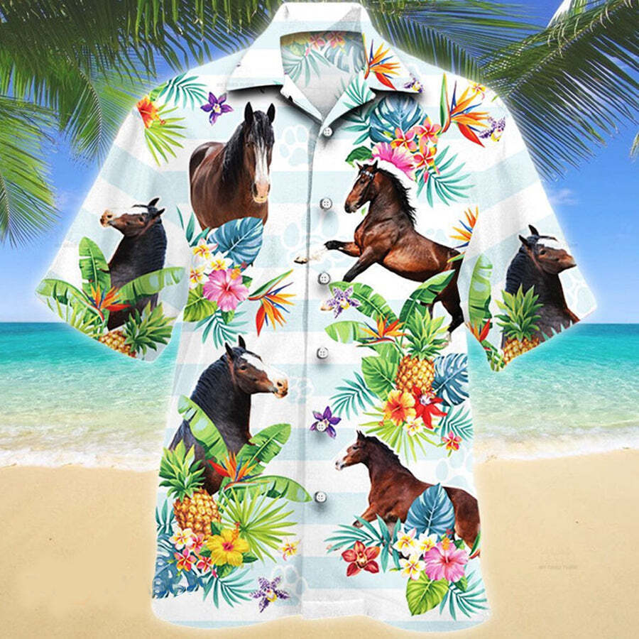 Clydesdale Horse 3D Hawaiian Shirt Gift for horse lovers Clydesdale Horse Tropic