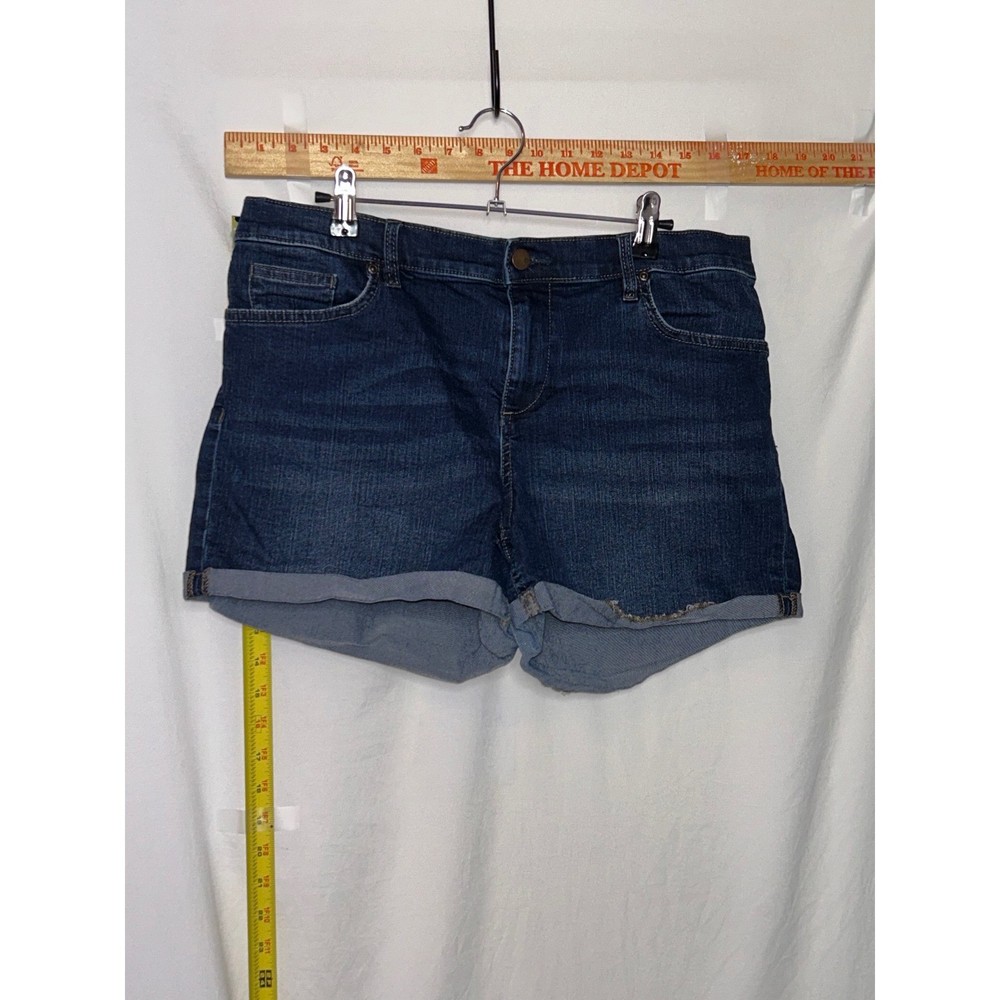 New York & Company Soho Jeans Dark Wash Cuffed Denim Shorts Womens Size 12