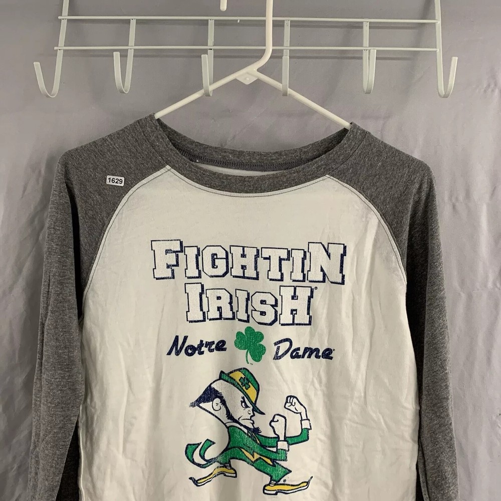NWT Norte Dame Shirt Adult Medium White Long Sleeve Fighting Irish Retro Men’s