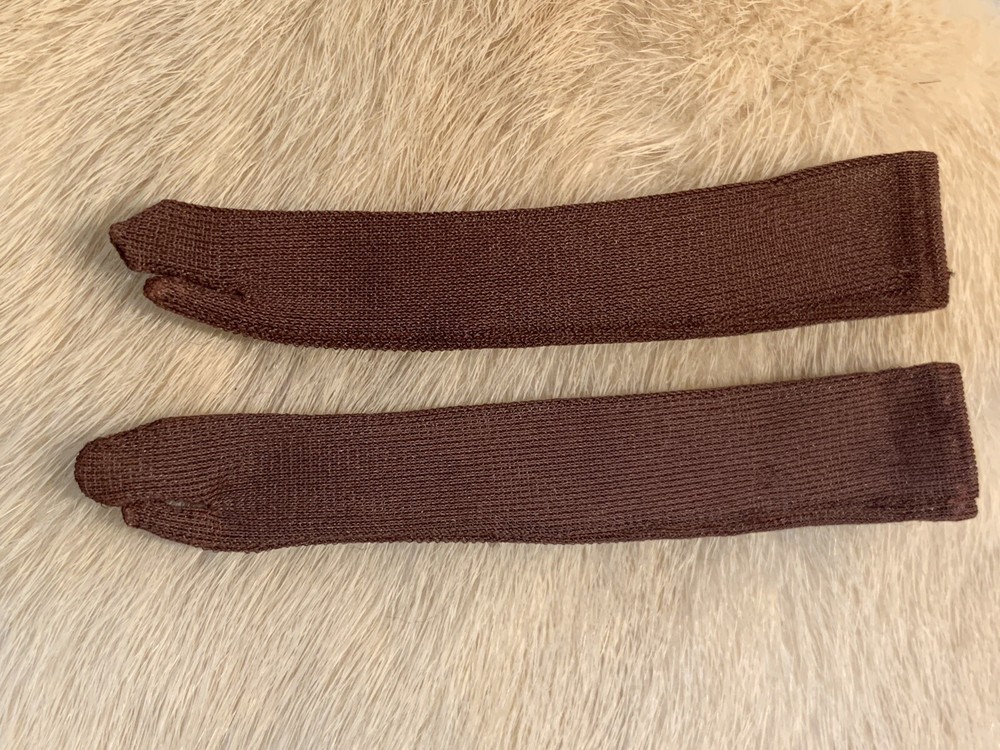 Vintage Barbie Authentic Long White Gloves Dyed Brown