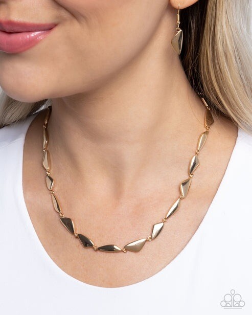 New Paparazzi Jewelry-Sharp Soliloquy Necklace-Gold