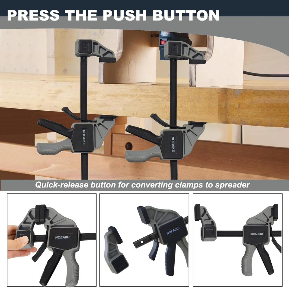 6-Pack Light Duty Woodworking Bar Clamps 12-inch and 6-inch One-Handed Clamps