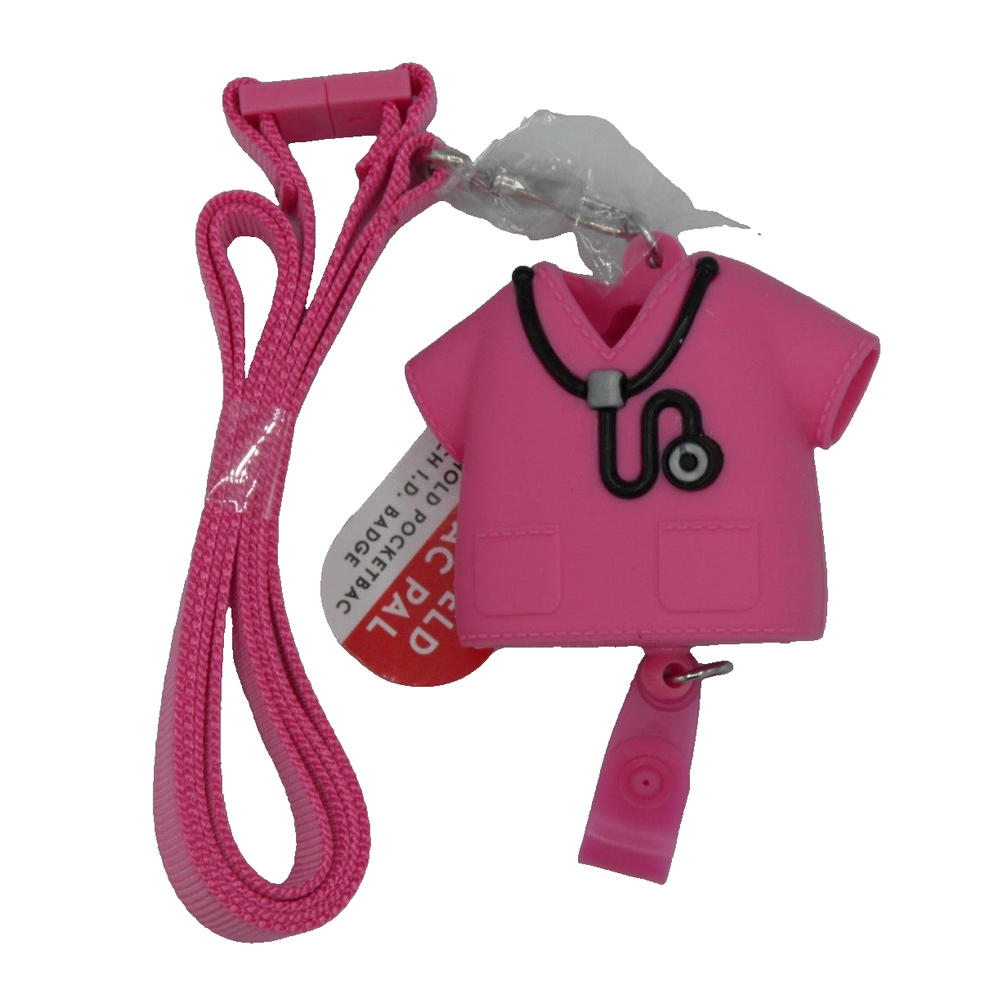 Bath Body Works Medical Pink Scrub Lanyard  PocketBac Hand Gel Holder Clip ID NE
