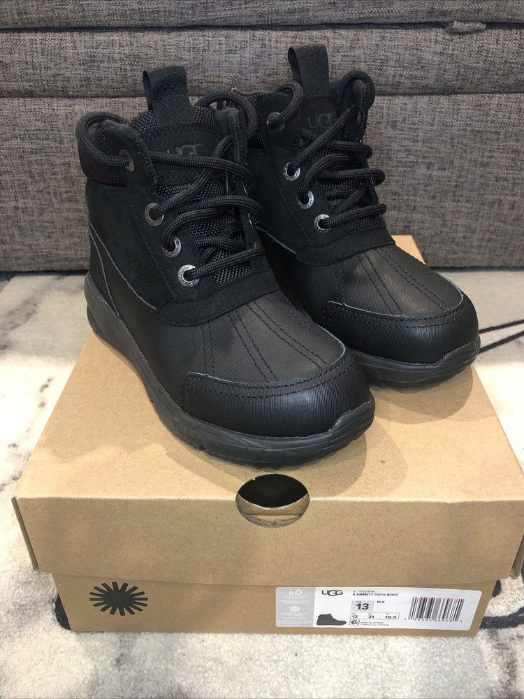 UGG Boy's Kids Emmett Duck Boot sz  13 Black  Waterproof Snow (WORN ONCE)