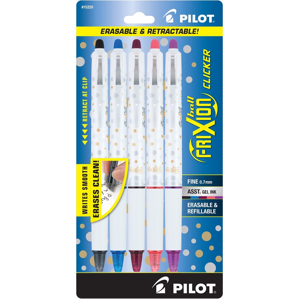Pilot FriXion Clicker Erasable Design Collection Dots, Refillable & Retractab...