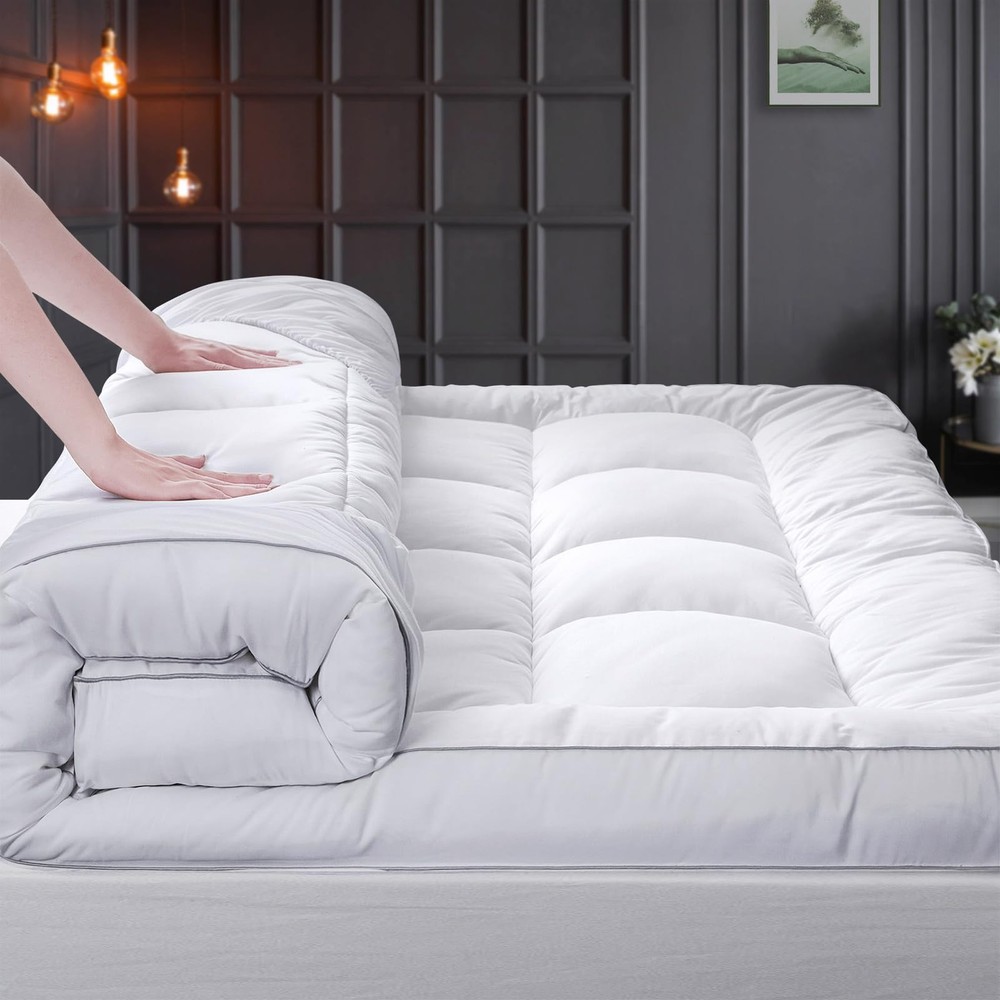 Extra Thick Mattress Topper Queen, Pillow Top Mattress Topper Overfilled 1300...