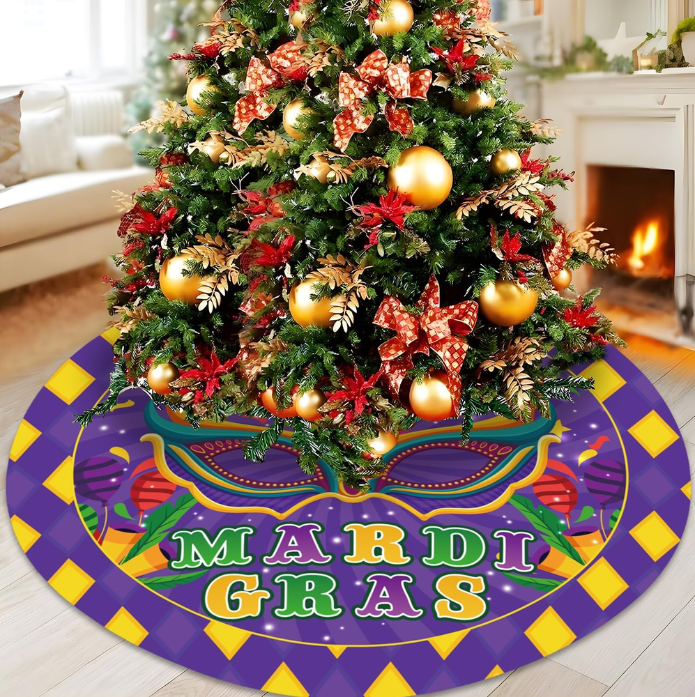 Mardi Gras Decorations 48 Inch Mardi Gras Tree Skirt Mardi Gras Fleur De Lis Mas