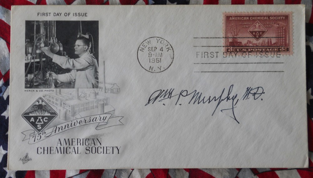 SIGNED FIRST DAY COVER WILLIAM P. MURPHY NOBEL PRIZE WINNER, LIFETIME COA.-image