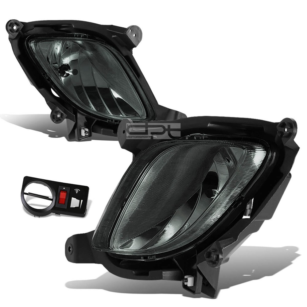 Fit 10-12 Coupe Bh/Gt Smoked Tinted Lens Oe Bumper Driving Fog Light+Switch Pair