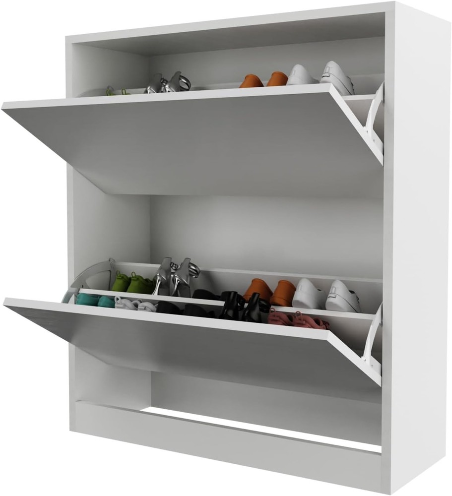 Compact 2-Drawer Flip Shoe Cabinet Organizer with Storage Space