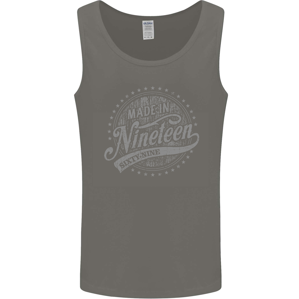 Distressed 56th Birthday Made In 1969 Mens Vest Tank Top Charcoal