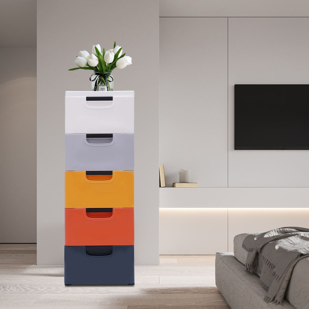 5 Drawers Stackable Clothes Storage Box Vertical Multi-purpose Organizer Stand