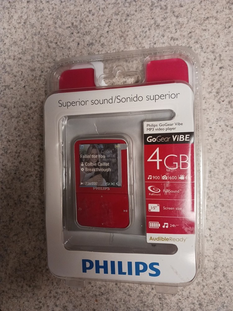 Philips GoGear Vibe 4 GB Portable MP3 Video Player Red Opened Needs Battery Read