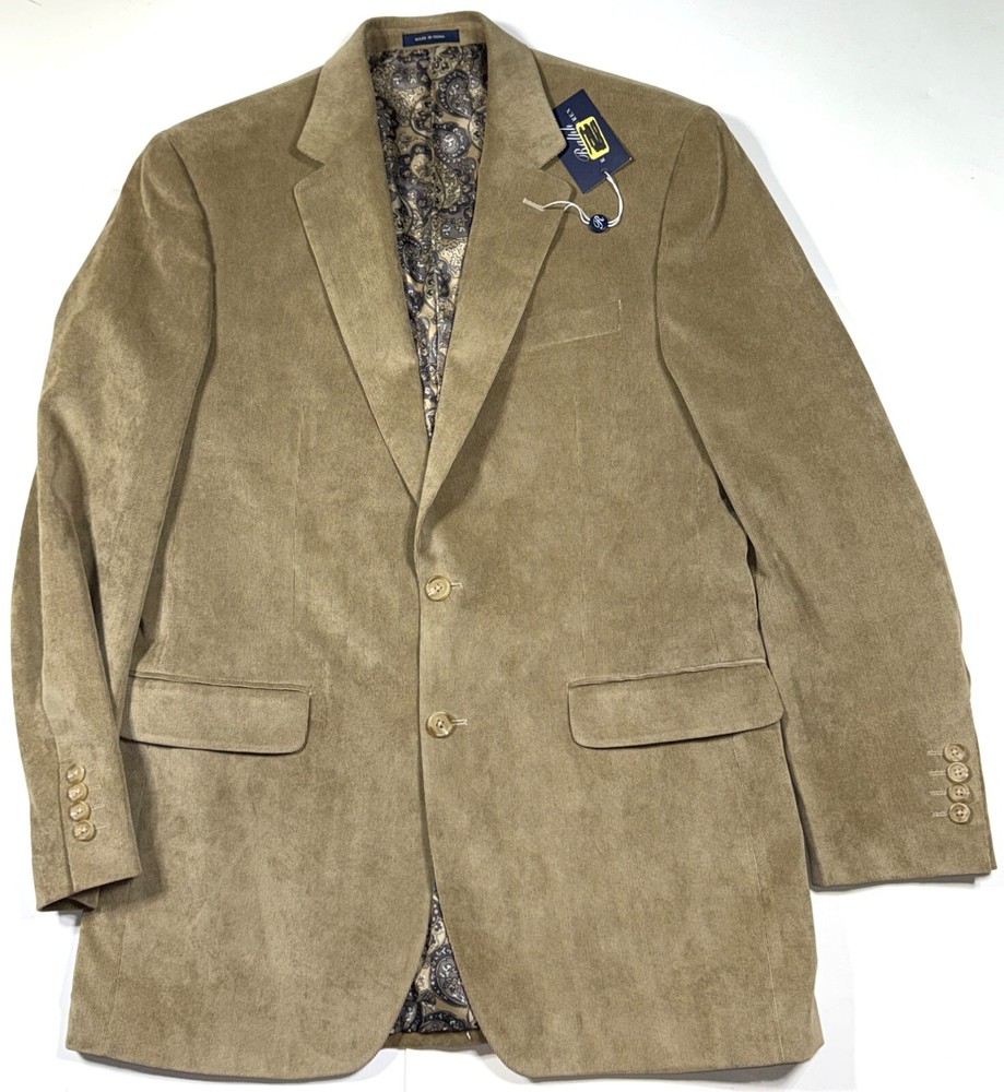 Ralph Lauren Tan Corduroy Blazer with Paisley Lining Size 40L