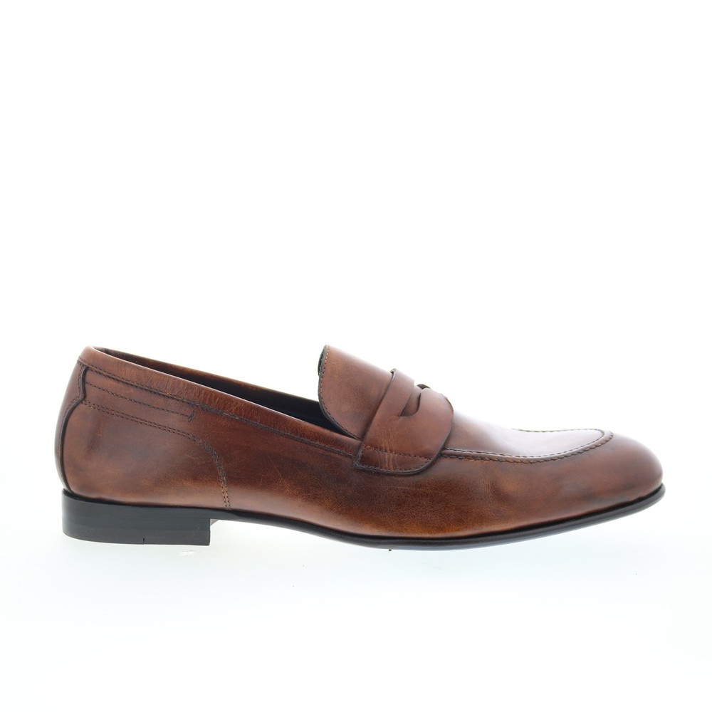 Di Bianco Agata Mens Brown Leather Slip On Loafers & Slip Ons Penny Shoes 10.5