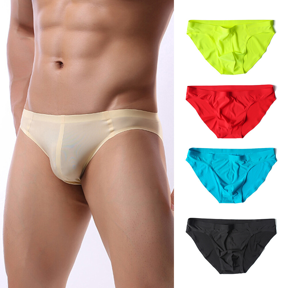 Men's Sexy Low-Rise Briefs Slips Silky Soft Solid Men's Bkini Sports Underwear