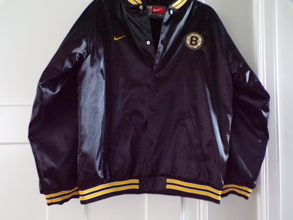 VINTAGE NIKE BOSTON BRUINS SATIN BOMBER JACKET